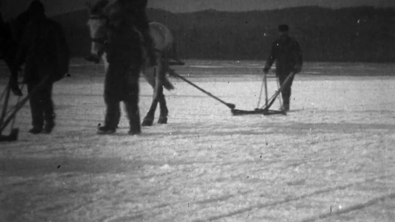 Cutting & Canaling Ice (1902 Original Black & White Film)