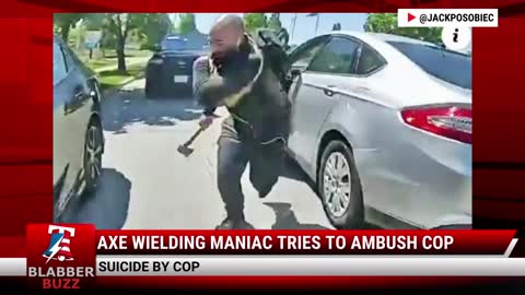 Axe Wielding Maniac Tries To Ambush Cop