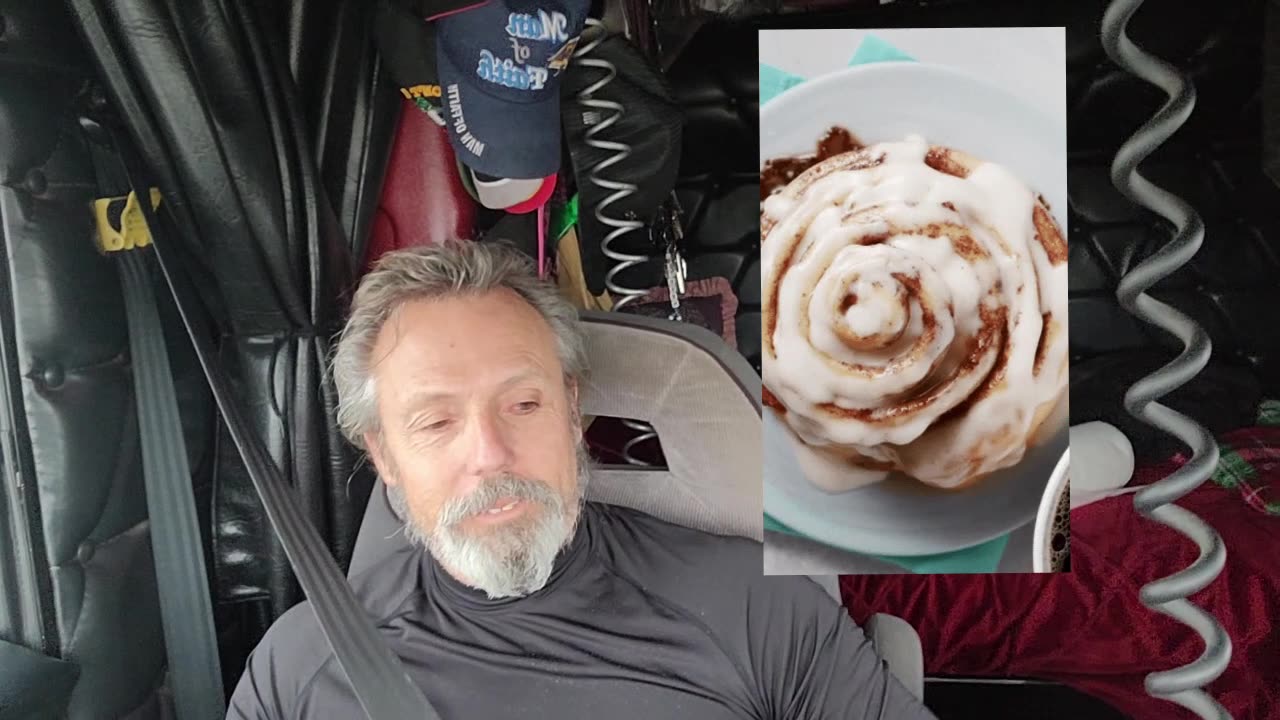 CINNAMON ROLL AS BIG AS MY STEERING WHEEL!