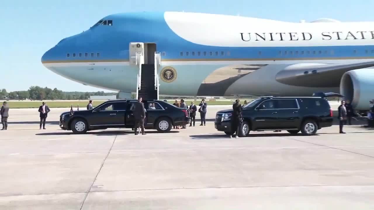 President Joe Biden arrives in Columbus