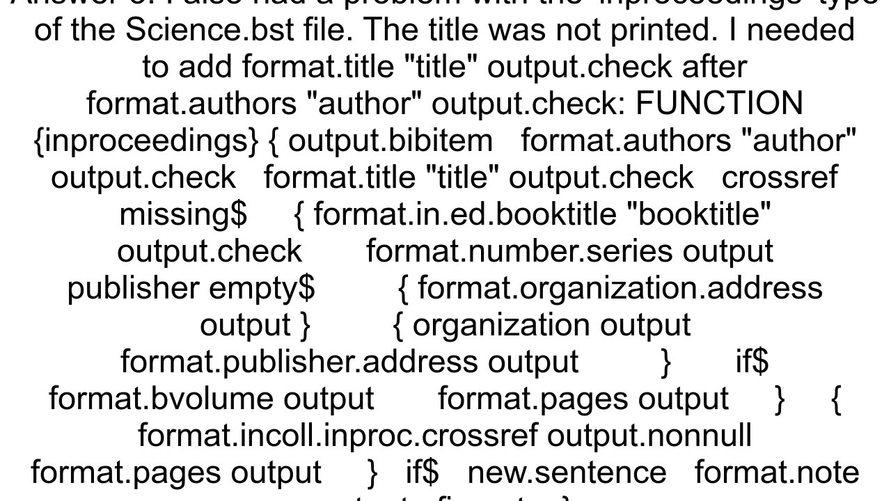 With the Sciencebst template file references for journal articles are not properly displayed
