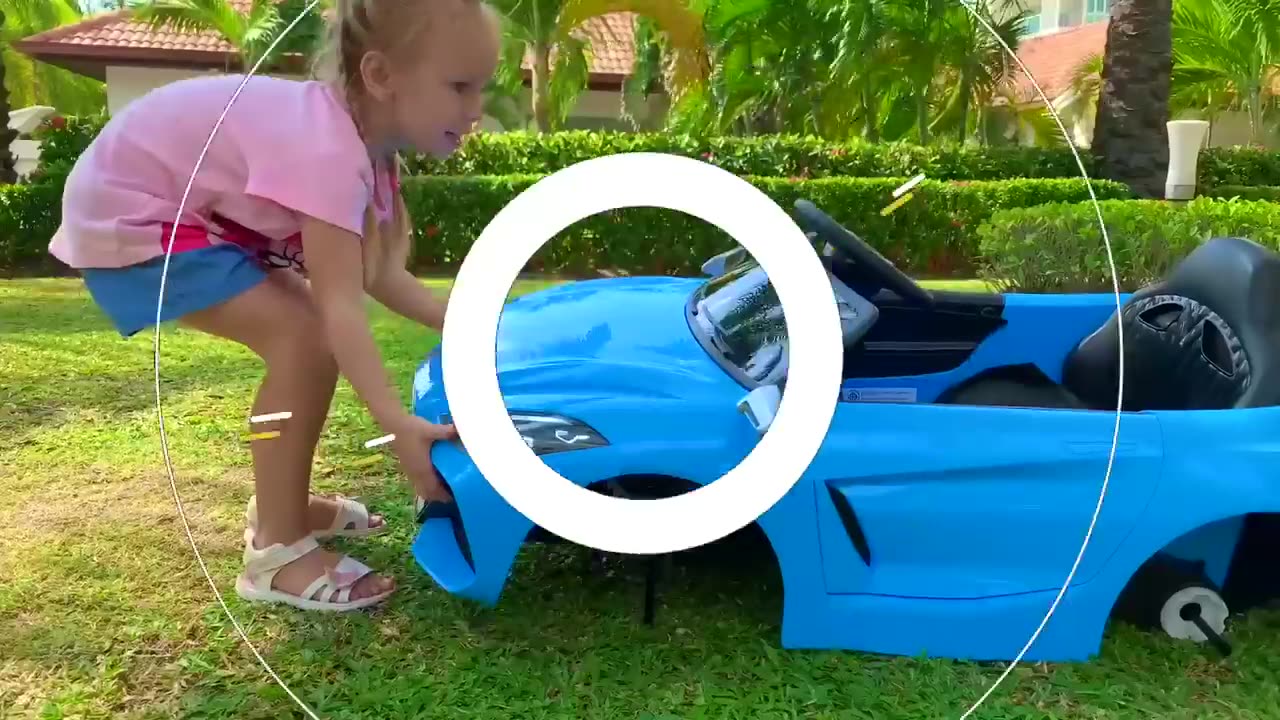 Milly and stacy pretend play on cars toy