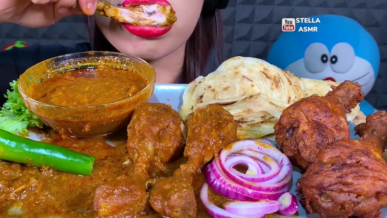 ASMR SPICY CHICKEN GRAVY, PAROTO DELHI, STYLE FRIED CHICKEN, CHILLY MASALA,