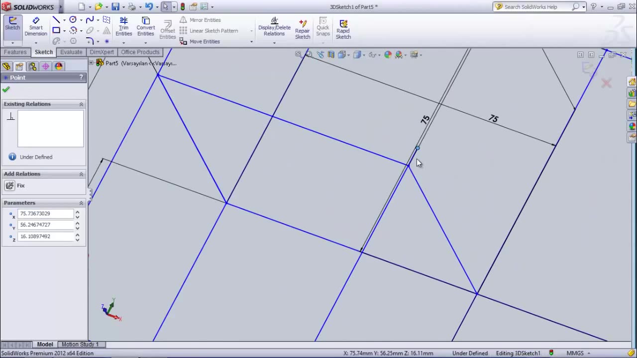 SOLIDWORKS Dersleri __ başlangıç düzeyi 11 __ 3D Çizim (3D Sketch)