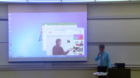 Mathematics professor fixes the projector screen (April Fools' prank)