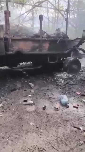 RUshow the remains of their GAZ-66 that was destroyed