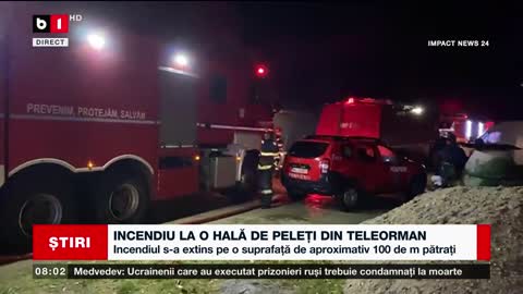 INCENDIU LA O HALĂ DE PELEȚI DIN TELEORMAN_Știri B1_20 nov 2022