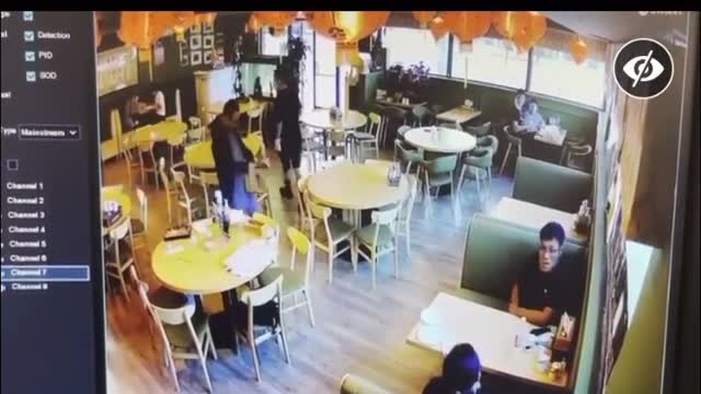 Shooting inside Asian Restaurant CCTV footage