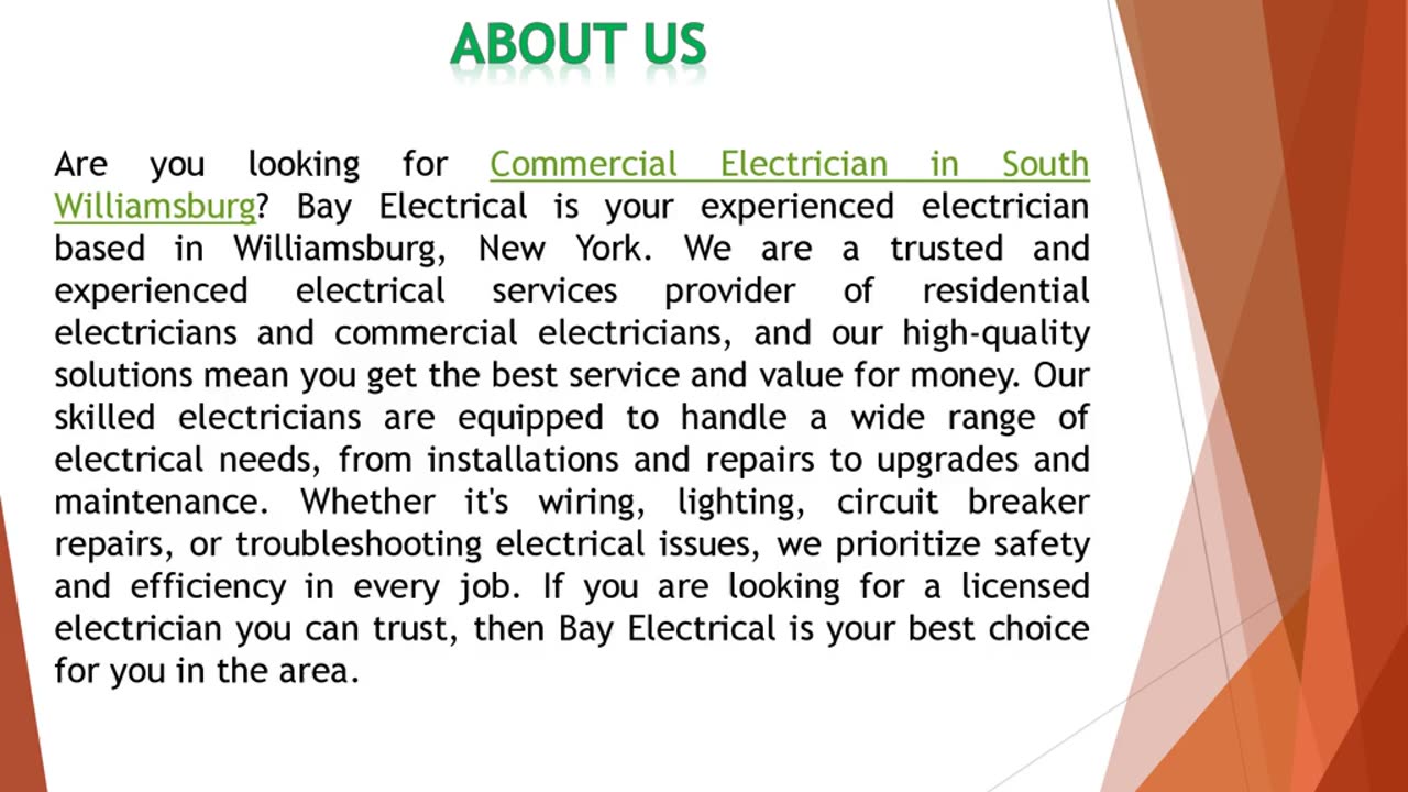 Are you looking for a Commercial Electrician in South Williamsburg?