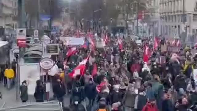 Vienna Austria Protest for Freedom down the streets screaming and chanting