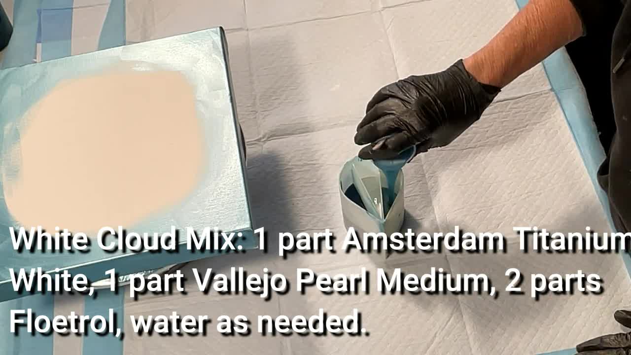 (692) CLOUD POUR PAINTING with VALLEJO PEARL MEDIUM & NO SATIN ENAMEL!