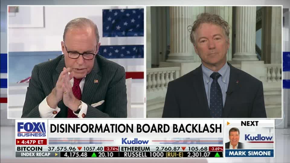 Dr. Rand Paul Joins Kudlow on SCOTUS Leak and Biden's Disinformation Board - May 3, 2022