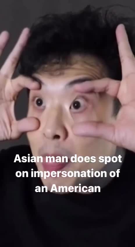 Asian man makes fun of Americans