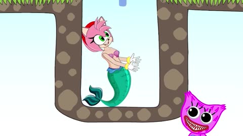 Inverted version Huggy Wuggy won't let Mermaid be hurt _ Funny Animation