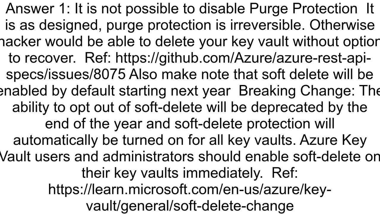 How can we disable Purge Protection in Key vault