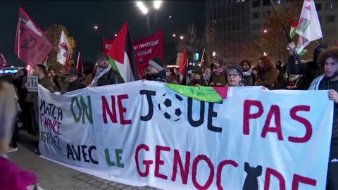 Hundreds protest Israeli soccer team arrival ahead of France match