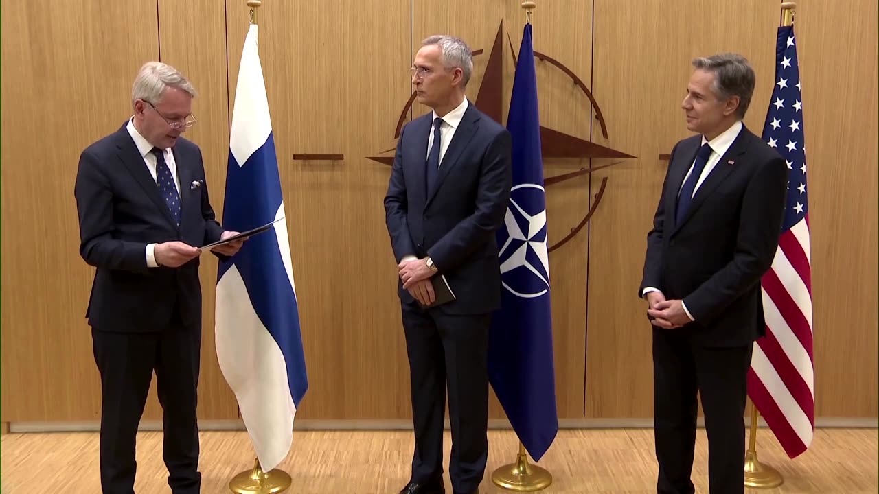 Moment Finland is declared 31st member of NATO