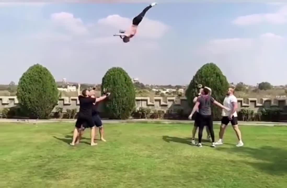 Acrobat Flew Through The Air