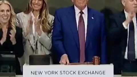 Trump Time's Person of the Year and Rings Opening Bell at NY Stock Exchange While Crowd Chants USA