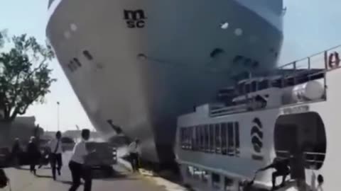 Ever see a huge cruise ship crash? Whoa!