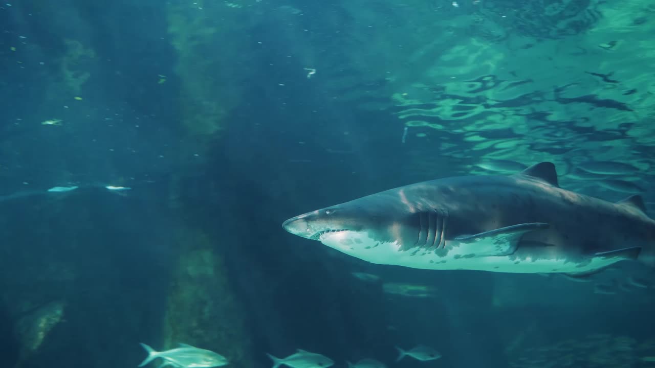 Sea Predators Swimming Under water