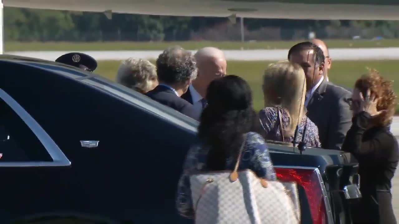 President Joe Biden arrives in Columbus