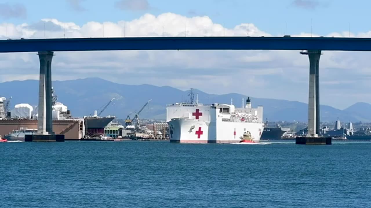 USNS Mercy TAH 19 Departs Naval Base San Diego