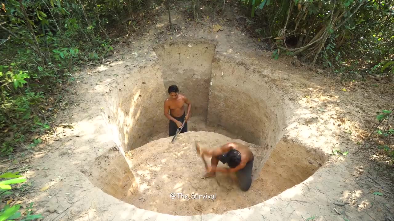 Build Ancient Underground House Water Slide To Pool (NO TOOLS)