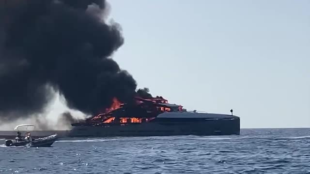 Yacht Burning in Formentera