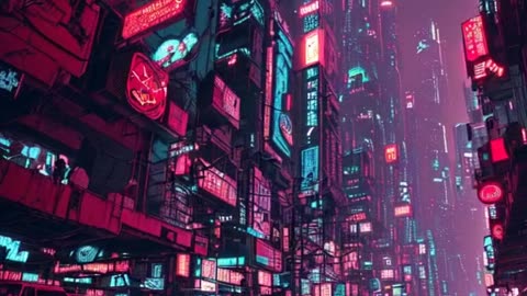 a futuristic cyberpunk city