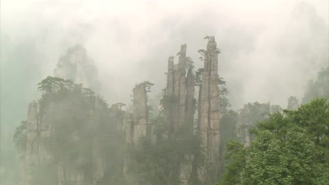 Scenery of Huangshan Mountain in Clouds