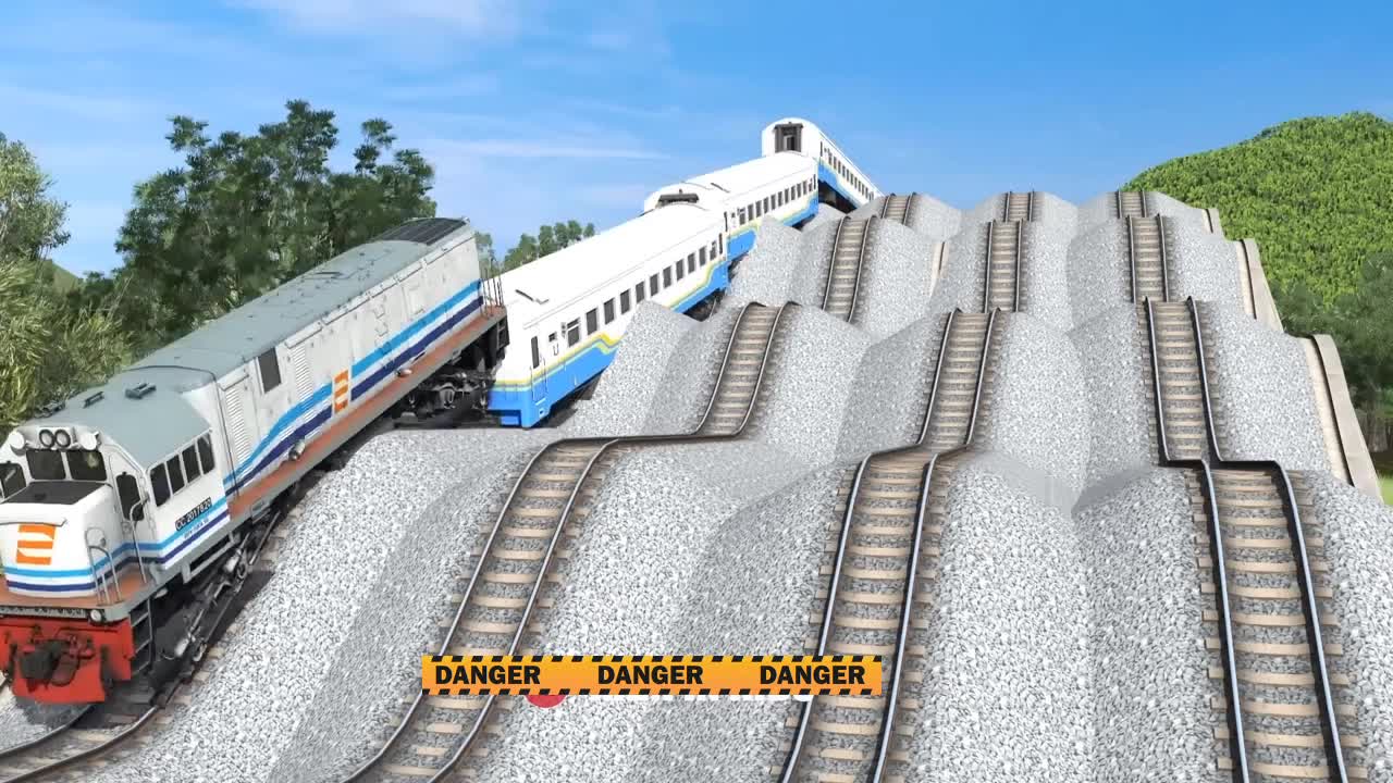 the train passes through steep staircase rails