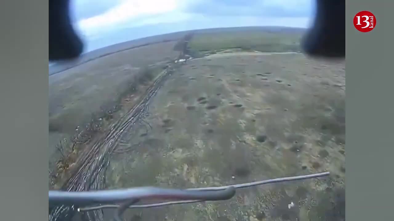 Kamikaze drone strikes a fast-moving Russian armored personnel carrier