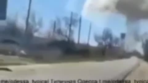 Ukraine War - Footage of a rocket hitting a railway bridge in Odessa