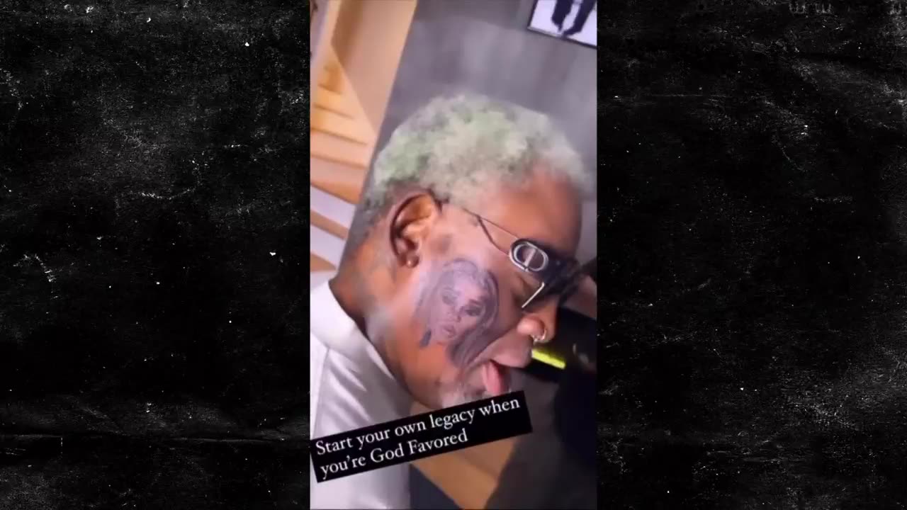 Dennis Rodman Gets Huge Portrait Tattoo Of GF On His Face