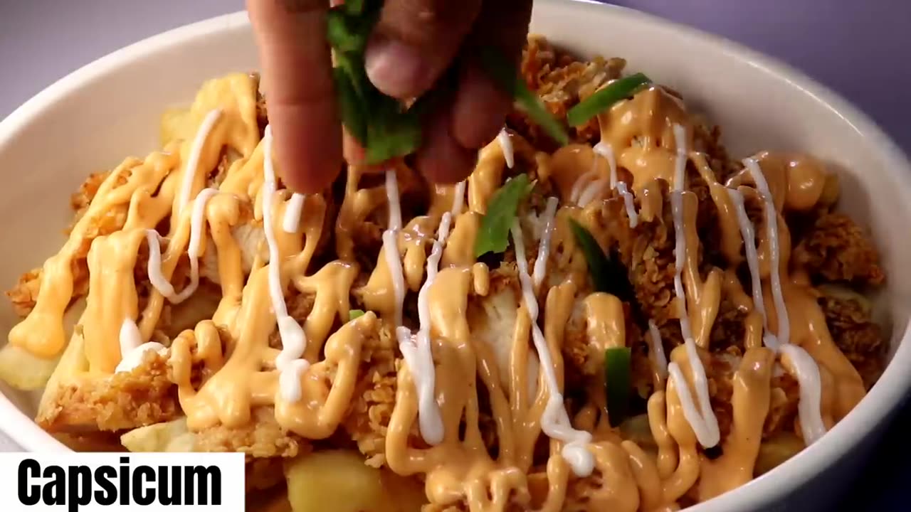 Chicken Loaded Fries with Cheese Sauce Recipe By Ahsmira123