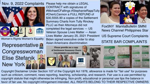 US Supreme Court Complaints - TULLY RINCKEY PLLC -- CLIENT COMPLAINTS - CHERI L. CANNON ESQ - TULLY LEGAL - DCBAR COMPLAINTS - NEW YORK STAR BAR COMPLAINTS - MATTHEW B. TULLY ESQ - GREG T. RINCKEY ESQ - President BongBong Marcos - President Trump - Presid