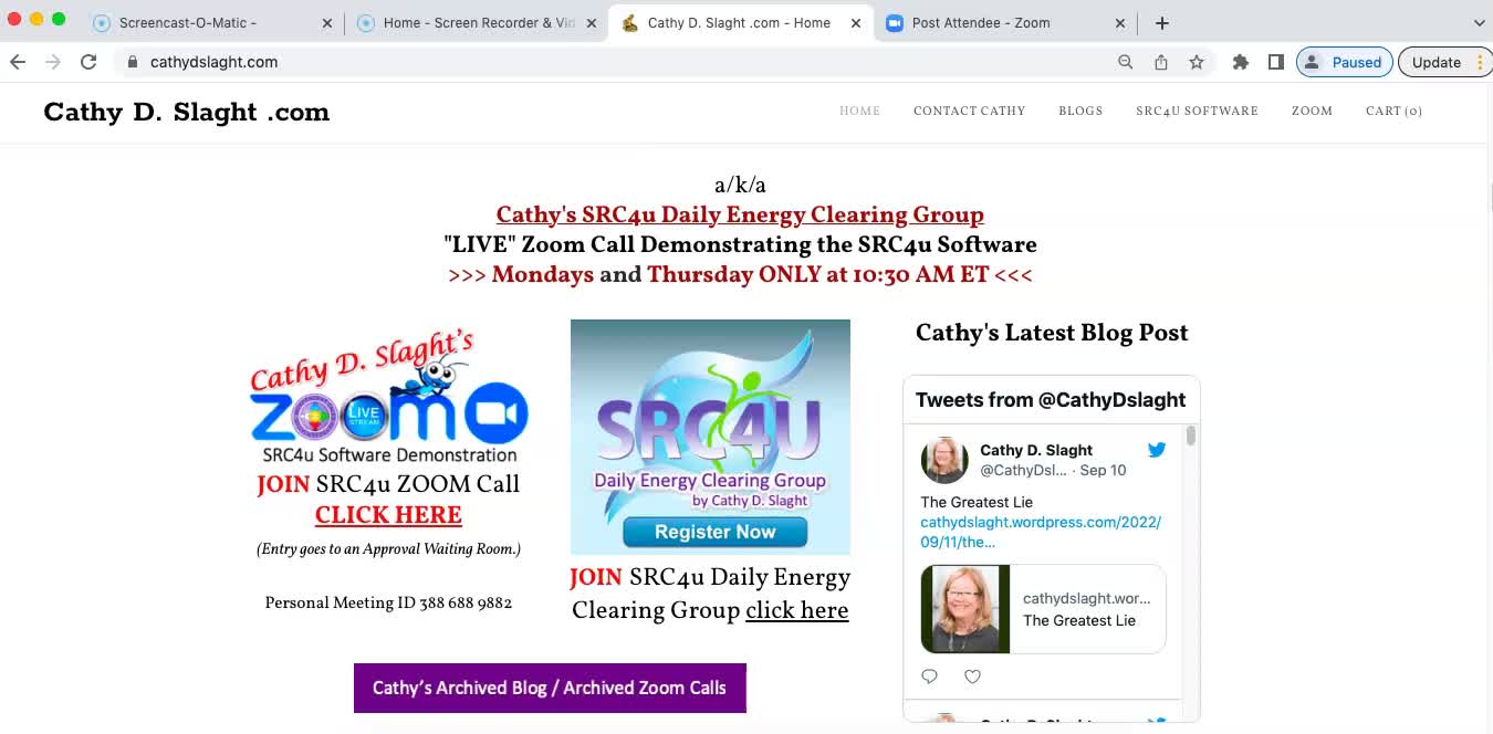 SRC4u Software Demonstration Zoom Call for 9 12 2022 by Cathy D. Slaght