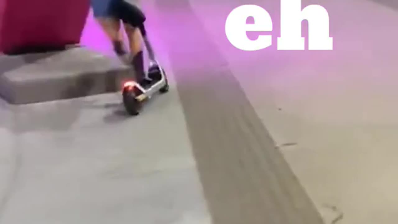 fun playing scooters, crashing into advertising boards