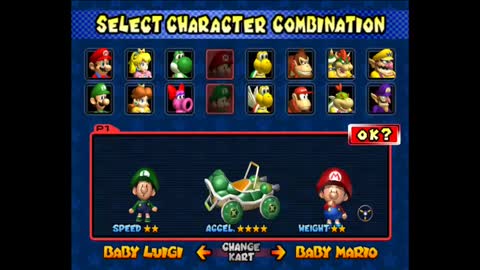 Mario Kart Double Dash / Mario & Luigi / Yoshi & Birdo / Baby Mario & Luigi / Gameplay 50cc.