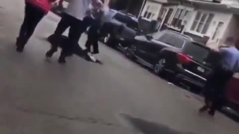 Police tell man to put the knife down he attacks( shoots fired)