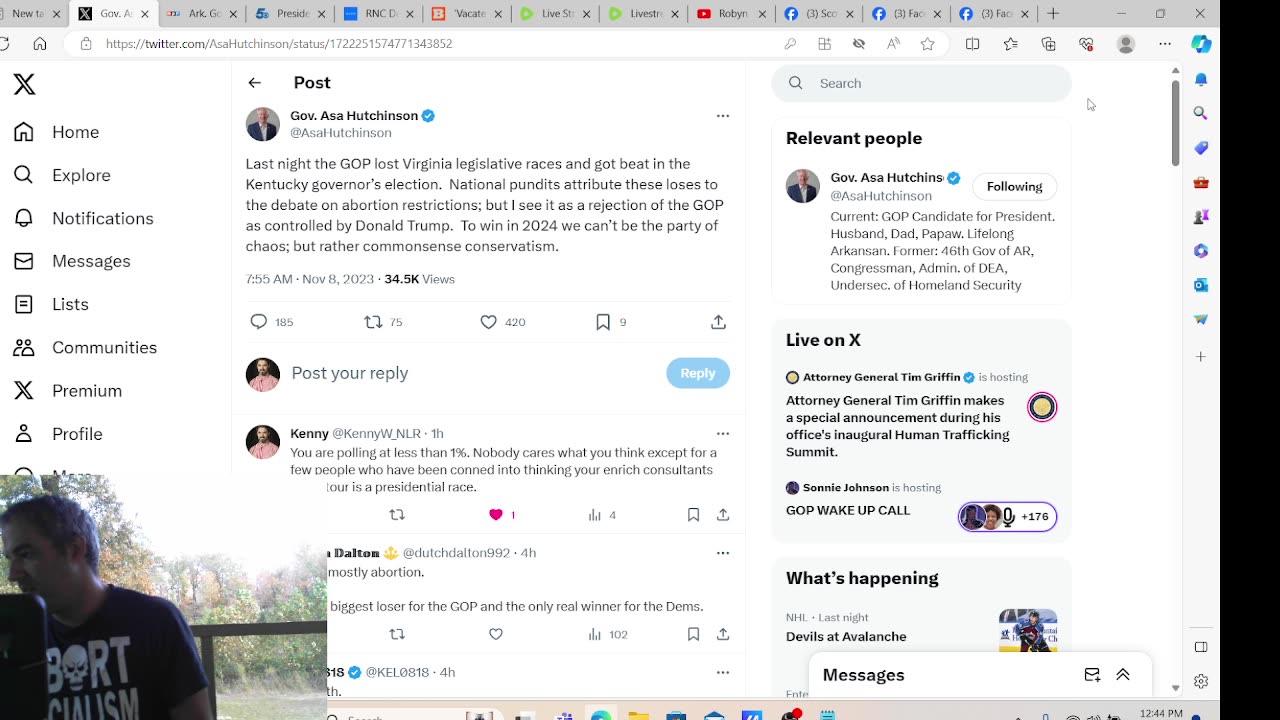 Livestream 11/8/23 who failed GOP 2023 elections?, Bryant tax increase, links