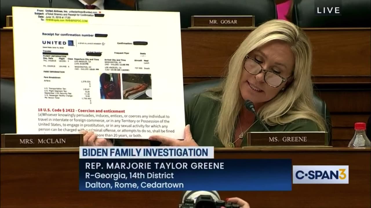 MTG Marjorie Taylor Greene reveals evidence Hunter Biden is an interstate sex trafficker