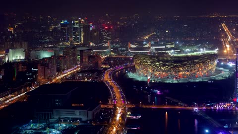 Beijing national stadium at night