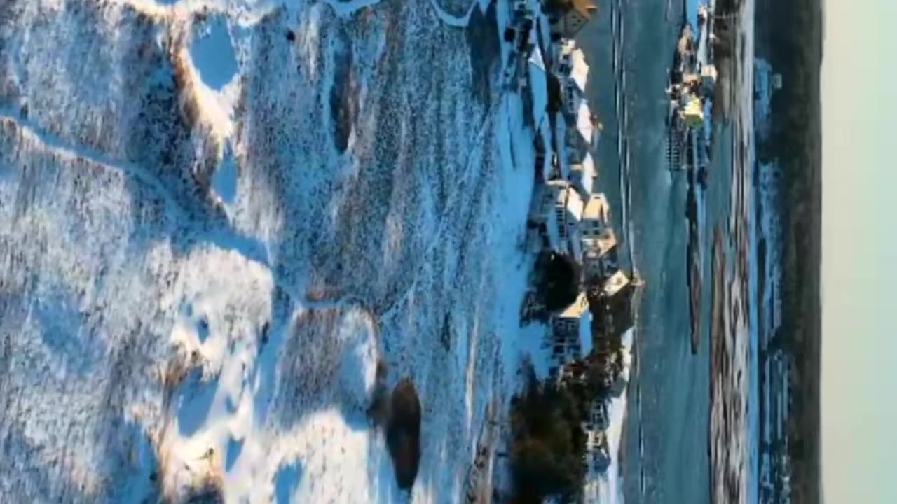 Winter coast aerial view in 4k
