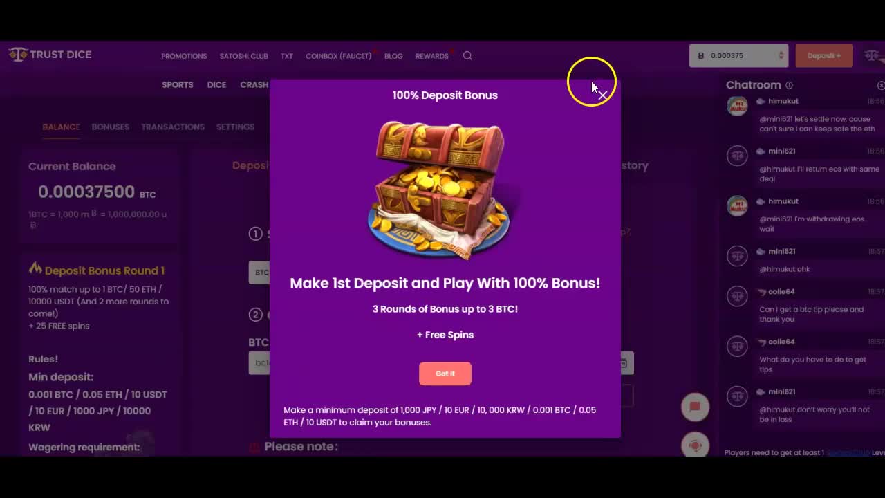 TrustDice Website Review | Play games earn money