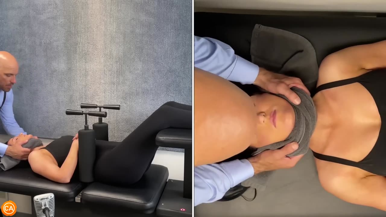 Pinched nerve. ASMR chiropractic adjustment