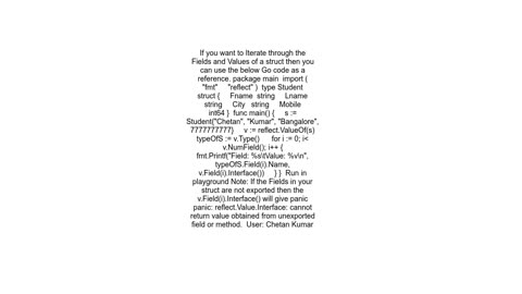 Iterate through the fields of a struct in Go