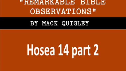 Book of Hosea (ch 14 - part 2)