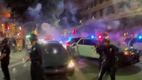 Sickening: Slo-Mo Look at the Fireworks Thrown at the LAPD